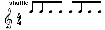 shuffle rhythm notated with eighth-notes