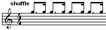 shuffle rhythm notated with dotted-eighth/sixteenth-notes